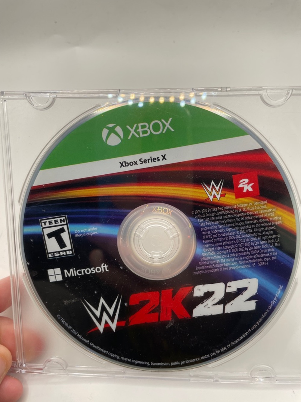 Microsoft Xbox WWE 2K22 Game Disc – Black, Green, Red